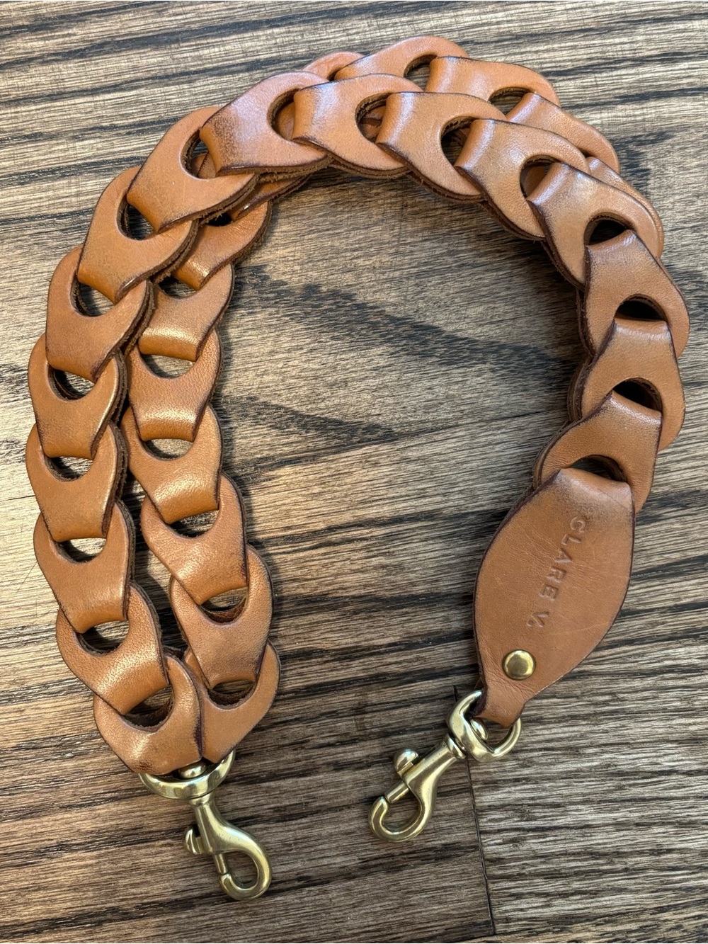 Leather Clare V double shortie strap